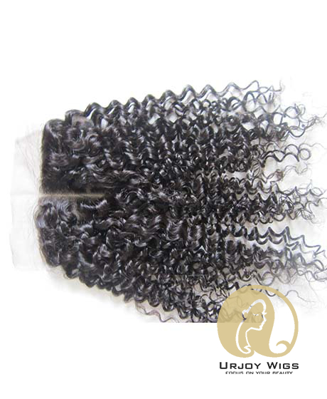 Kinky curly top lace closure Mongolian virgin hair piece
