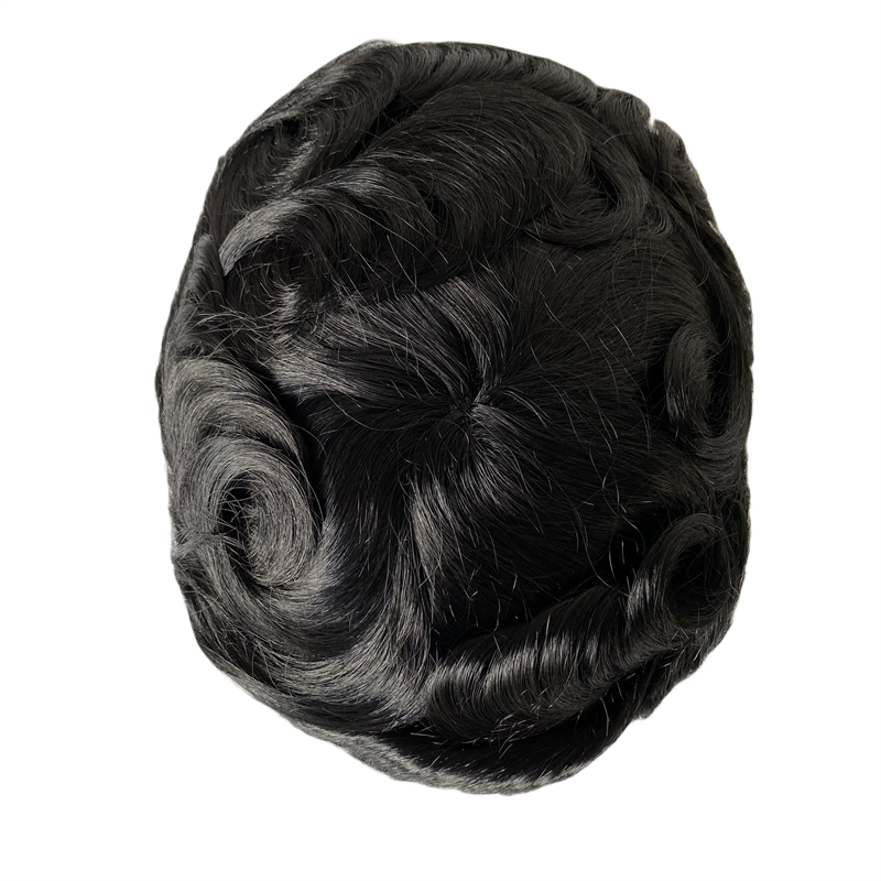 1# Jet Black 8x10 Toupee Q6 Male Unit for White Men