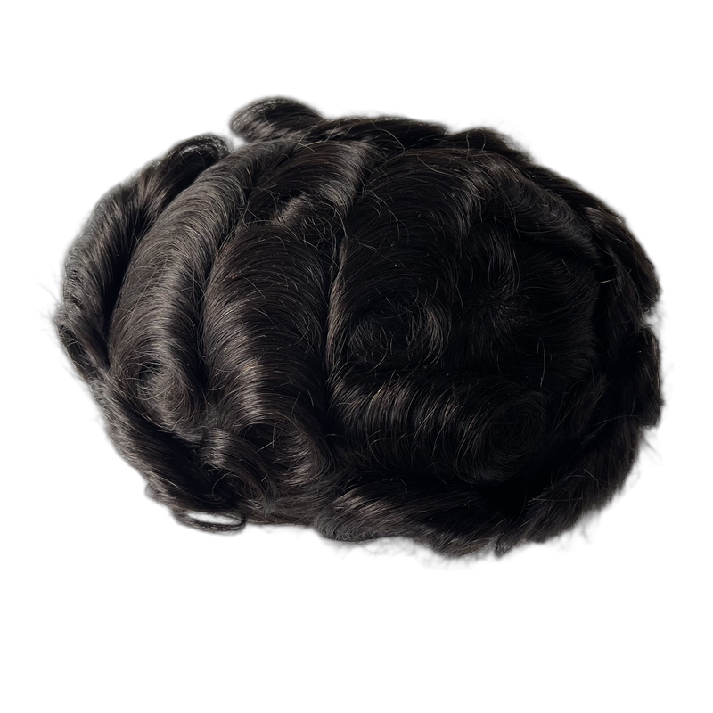 Human Hair #1b Black OCT Toupee 8x10 Size for Men