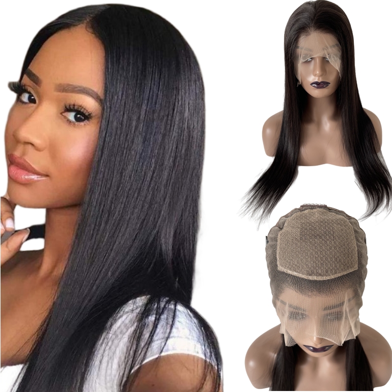 Human Hair Natural Color 4x4 Silk Top Full Lace Wig for Woman