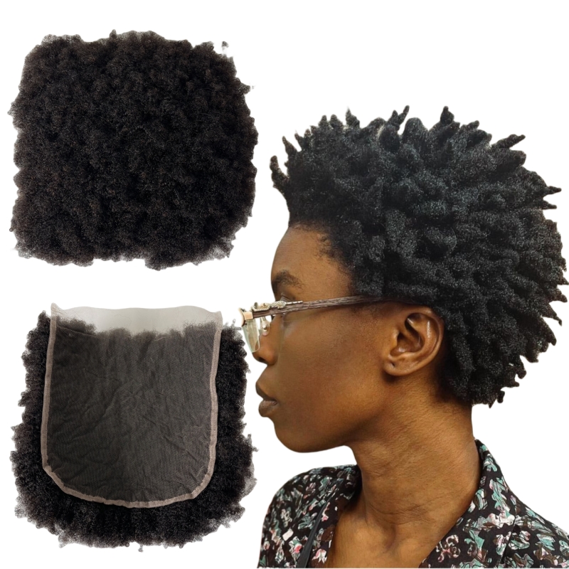 Human Hair 4mm Root Afro Natural Color 7x7 HD Swiss Lace Closure for Black Woman