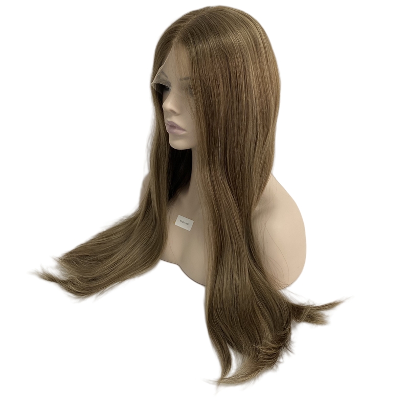 Human Hair 6# Highlights 27# Kosher Wigs 13x5 Lace Front Jewish Wig for White Woman