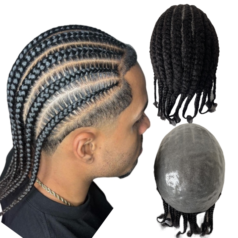 Afro Cornrow Braids Toupee Full Lace Unit