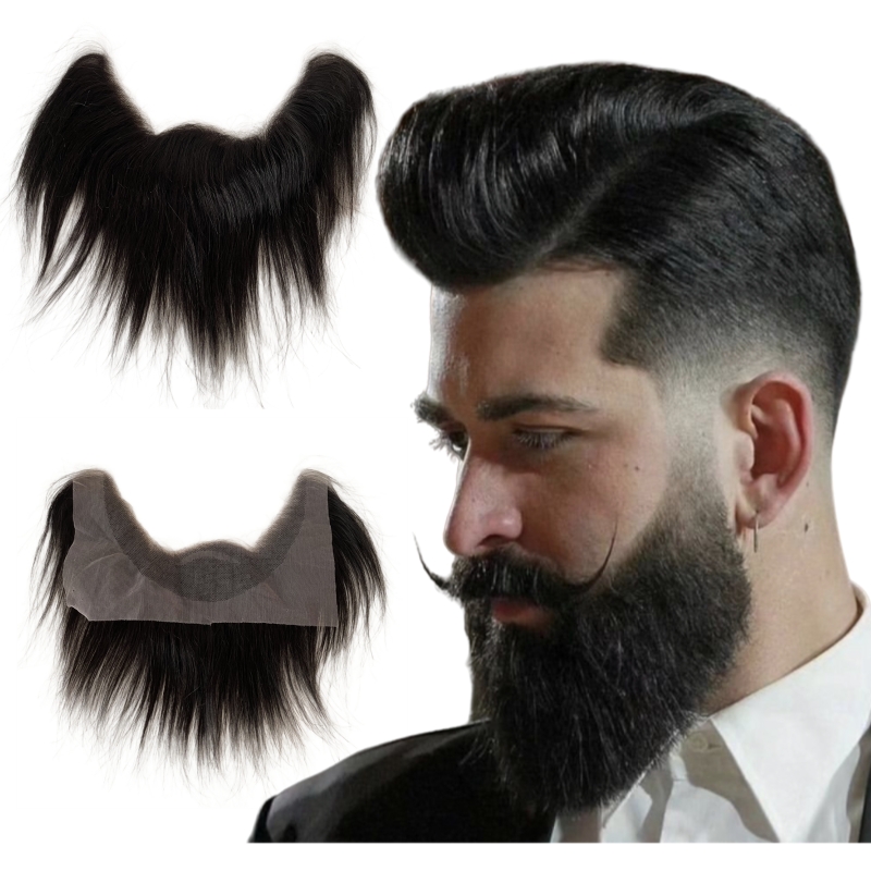 Black Mixed White Hair 7x22cm Lace Beards